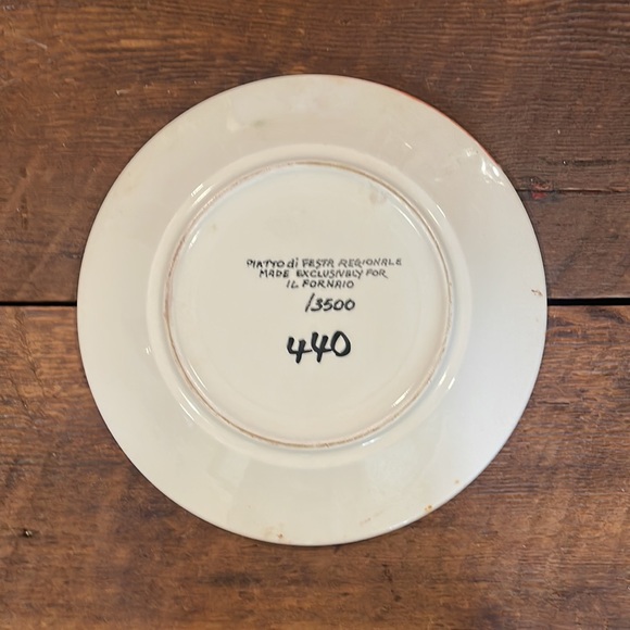 IL FORNAIO FESTA REGIONALE 2001 VINTAGE ITALIAN COLLECTIBLE PLATE #440/3500 - Picture 4 of 5